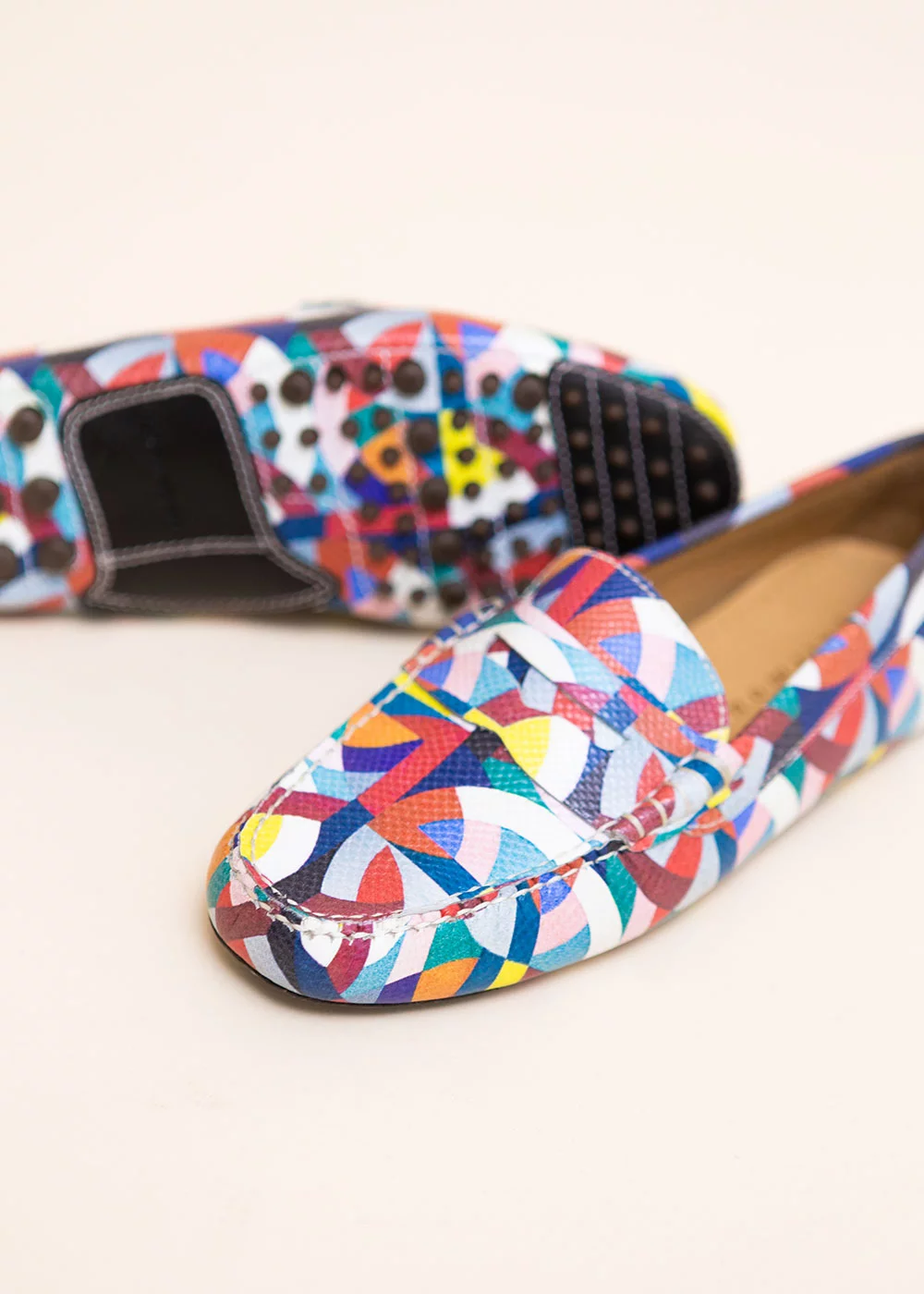 MOCASSIN FANCY DRIVER CUIR GEOMETRIQUE MULTICO
