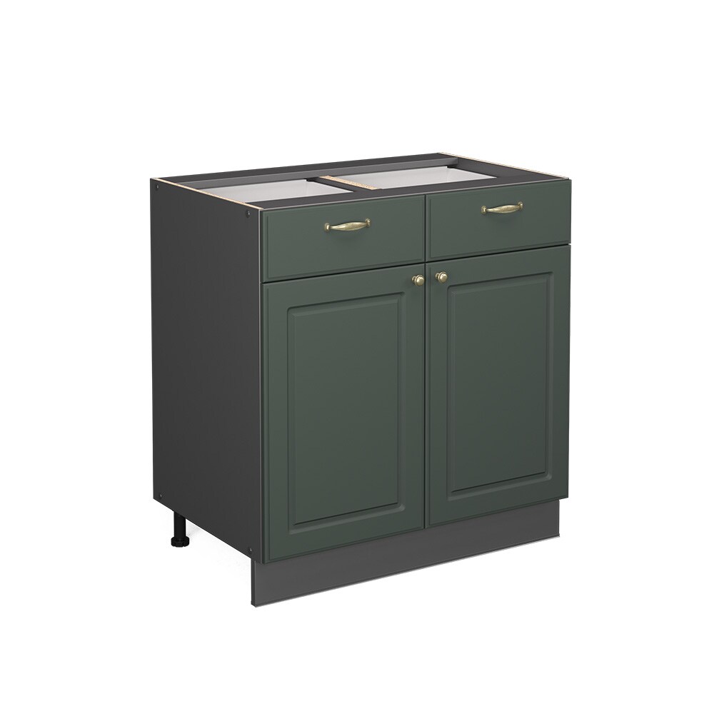 Vicco Schubunterschrank Küchenschrank Küchenmöbel Fame-Line Anthrazit Grün-Gold Landhaus 80 cm Küche Einbauküche Drehtür Schublade Einlegeboden Blende Küchenzeile
