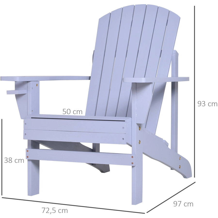 Outsunny Gartenstuhl aus Massivholz grau