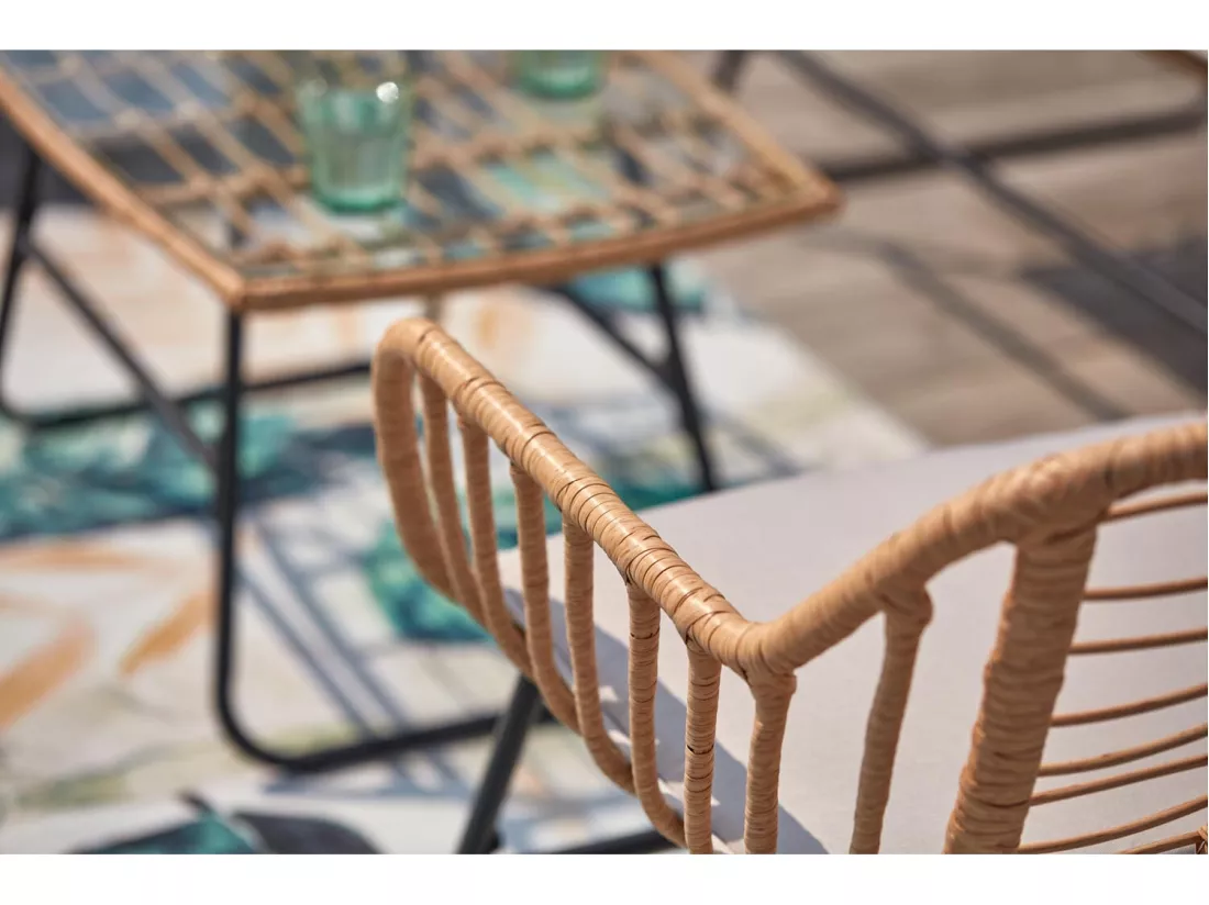 Salon de jardin 4 places en rotin PAREA