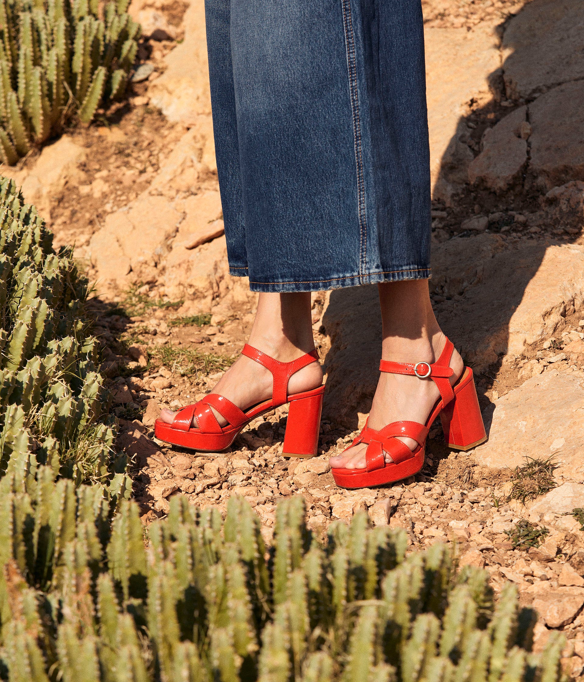 Sandales vernies orange Laure