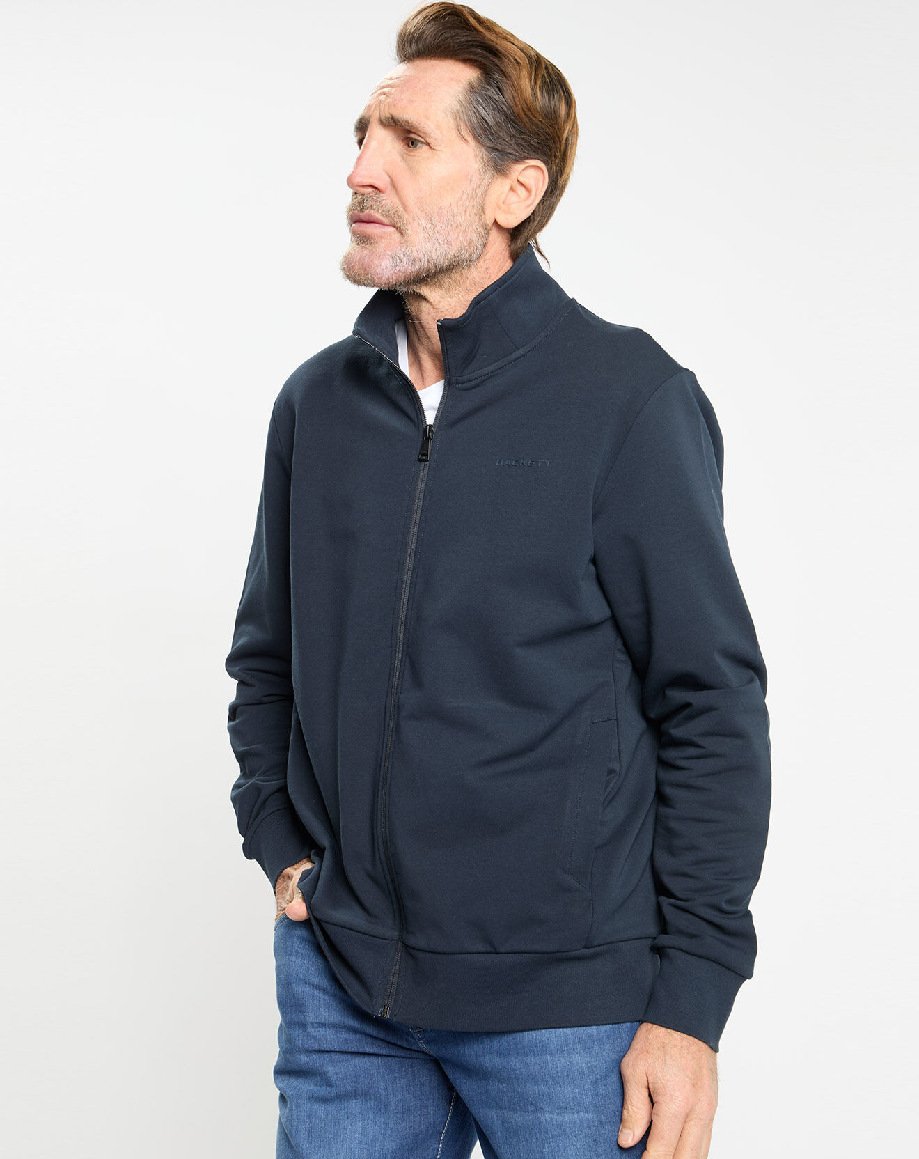 Hackett London Sweat zip montant Sport bleu marine