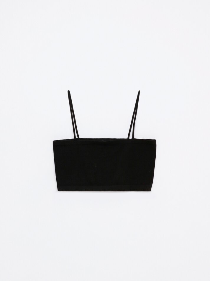 Top cropped sem costura - Preto