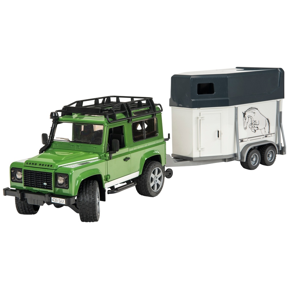 Bruder 1:16 Land Rover Defender mit Pferdeanhänger