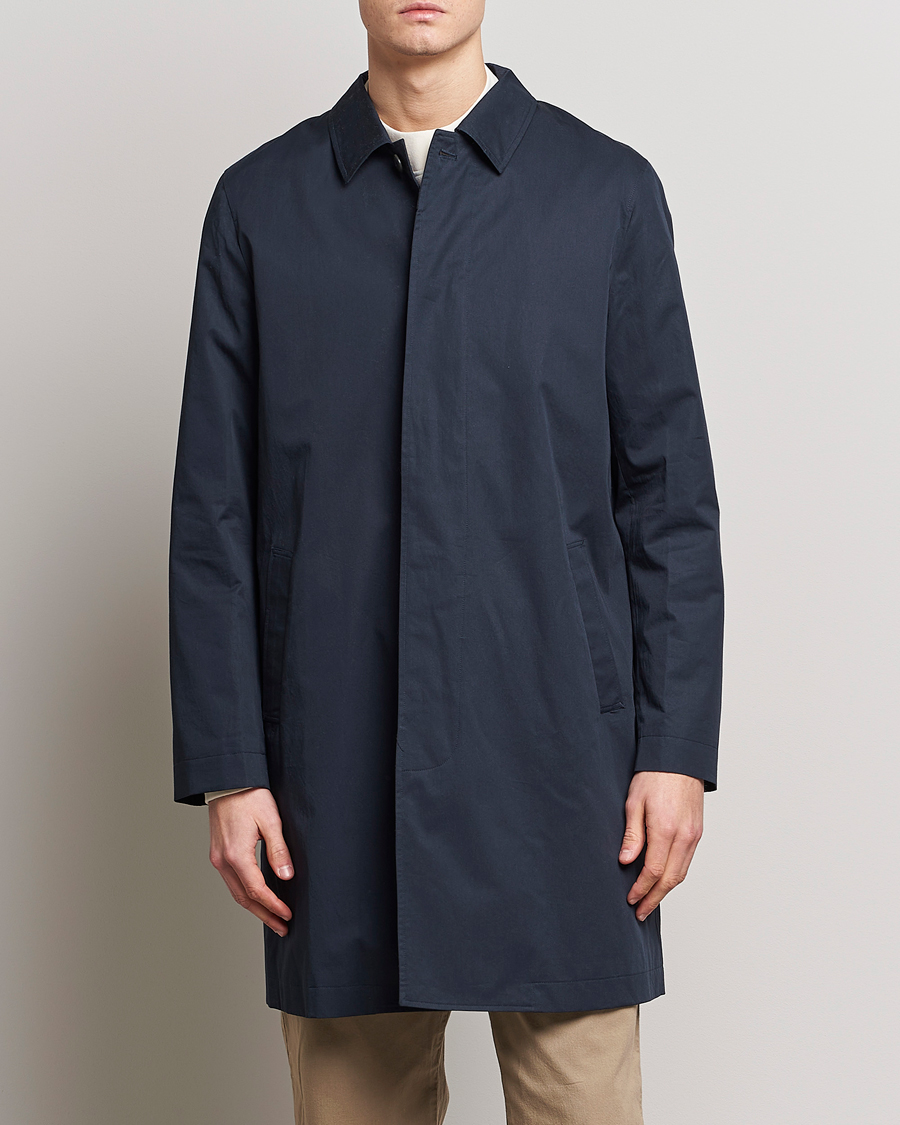 Sunspel Technical Cotton Mac Coat Navy