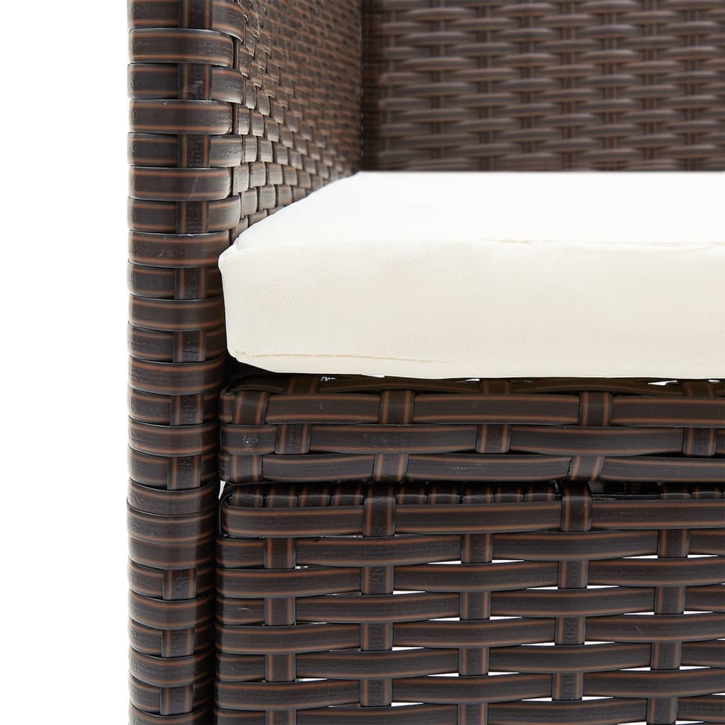 Mobilier de salle à manger de jardin coussins 5 pièces marron/noir