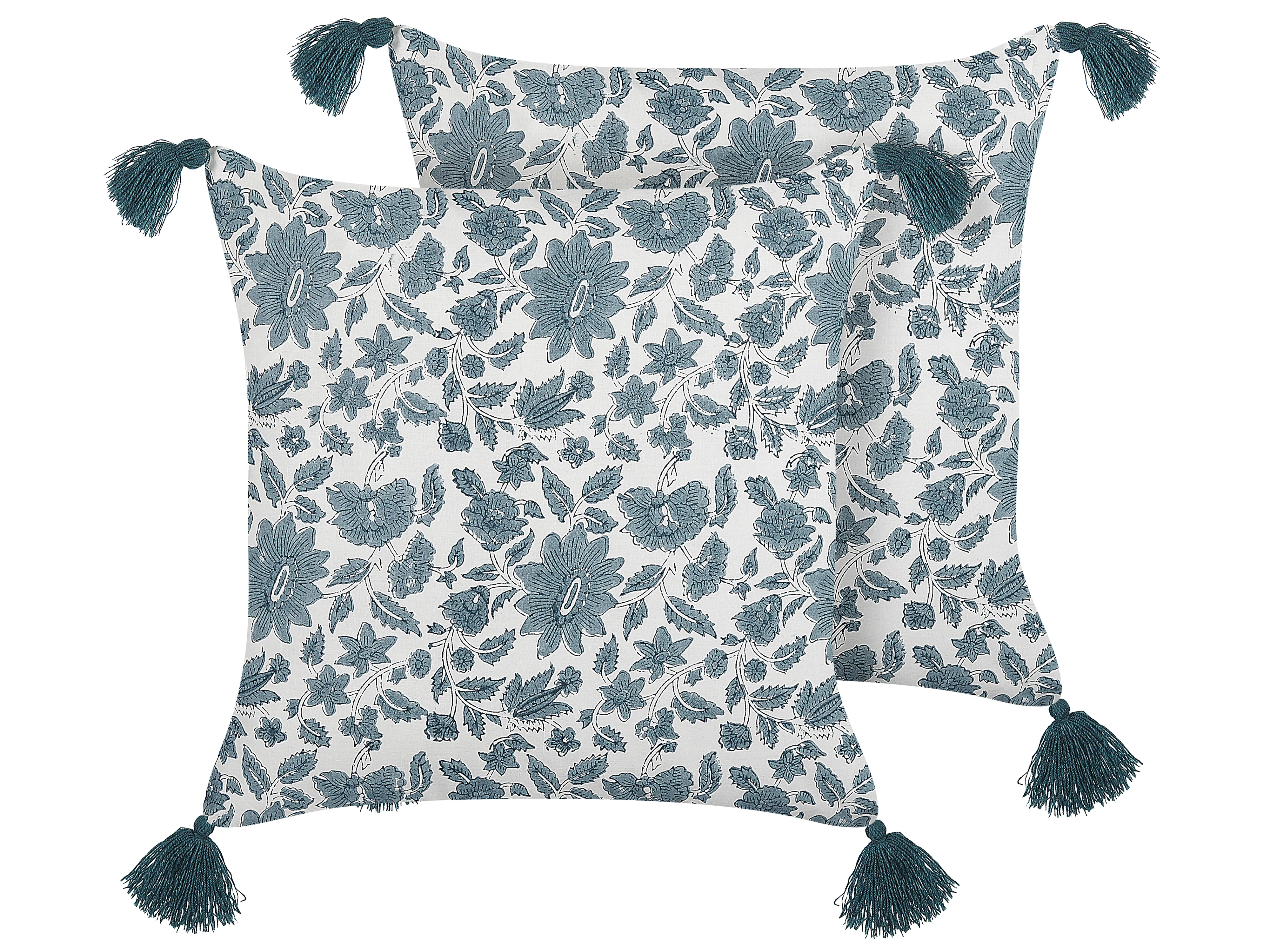 Set van 2 sierkussens RUMEX Katoen 45 x 45 cm Blauw bloempatroon