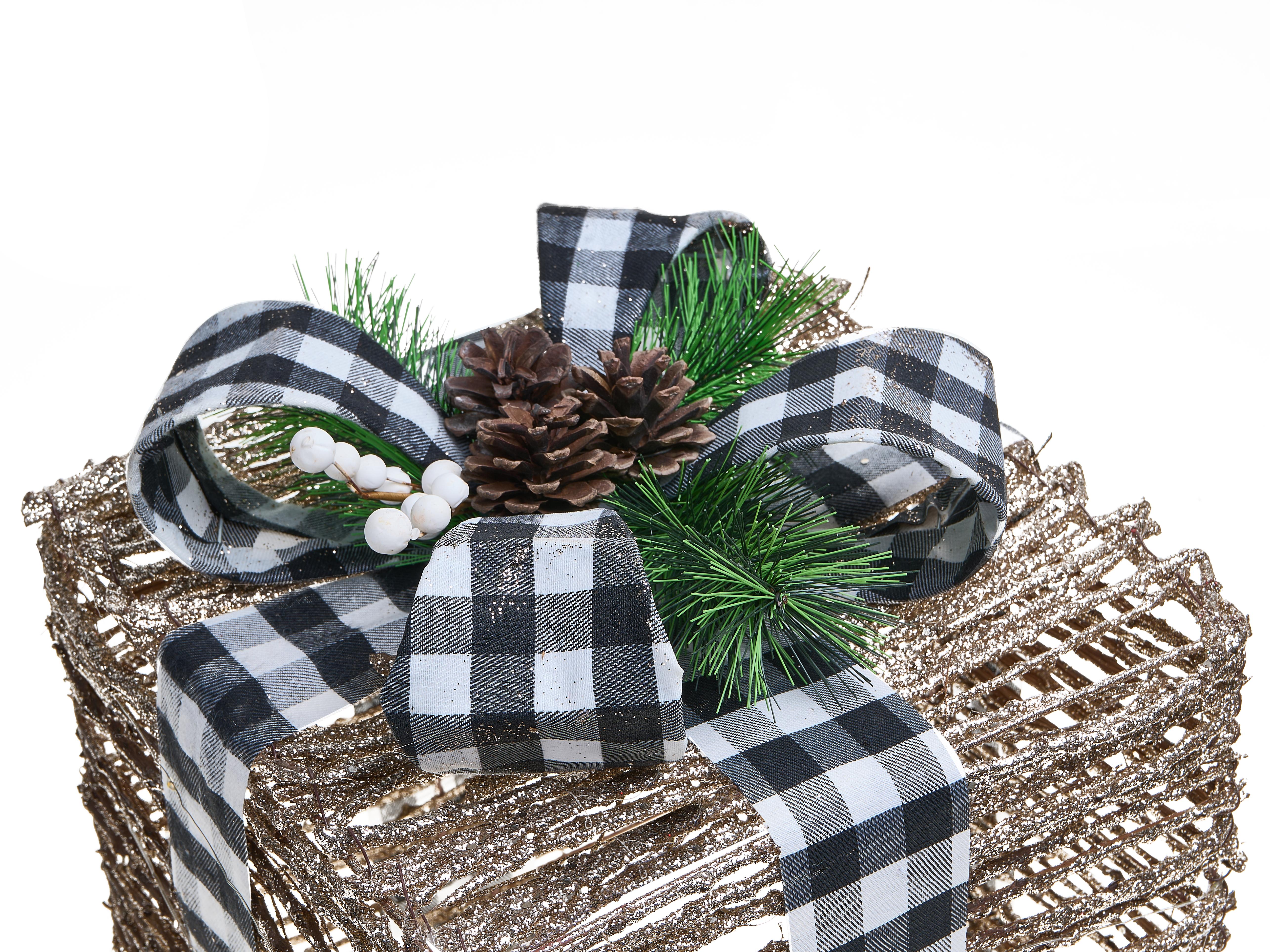 Set van 3 kerstdecoraties LED ARRESKOV Kerstcadeaus 20/25/30 cm Bruin