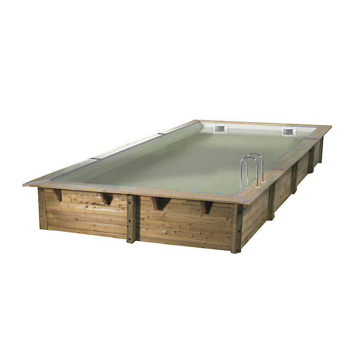 Piscine bois rectangulaire Ibiza liner beige 3,5 x 6,5 x h.1,4 m