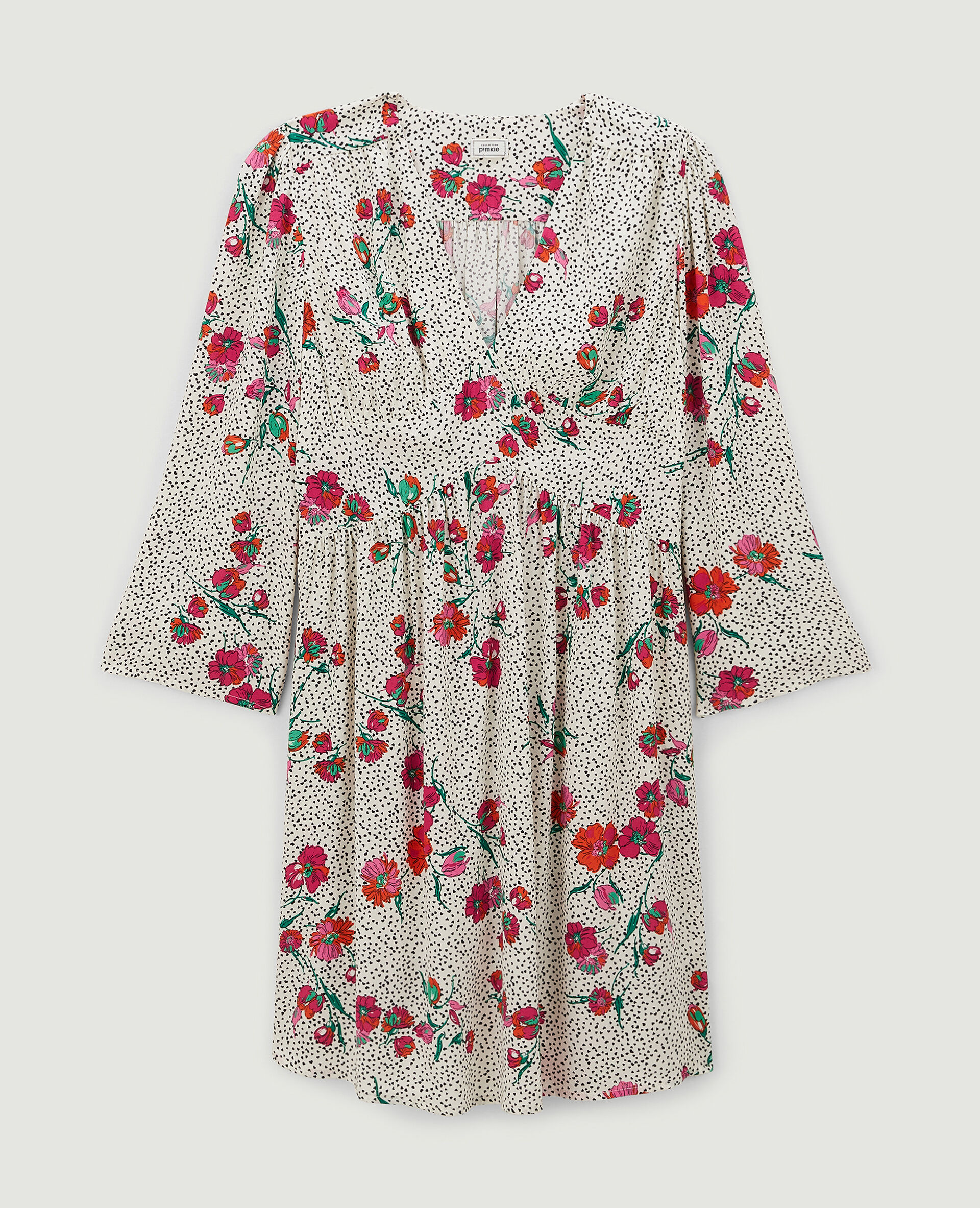 Robe courte imprimée fleurs - Blanc