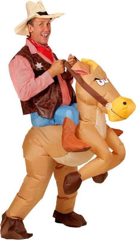 Opblaasbaar cowboy op paard kostuum Verkleedkleding