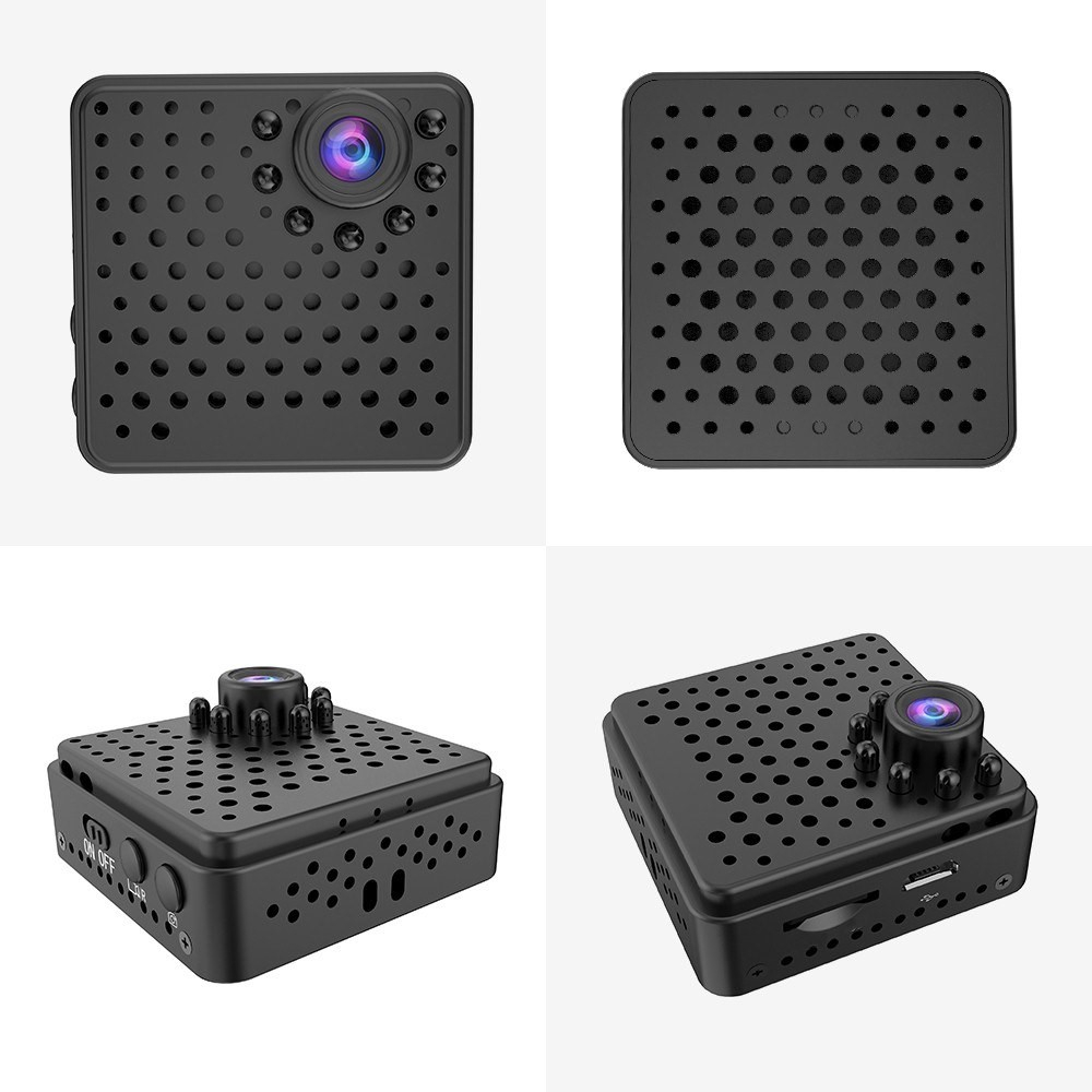 Mini WiFi IP Kamera Full HD 1080p Infrarot LED's Nachtsichtfunktion Akku (300mAh) und Micro SD Kartenslot   Halterung und Clip-Halter (iOS/Android)