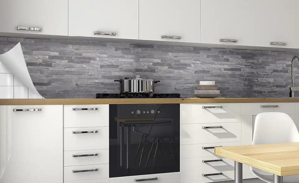 Küchenrückwand-Folie Fixy Black Bricks 450 cm Black Bricks