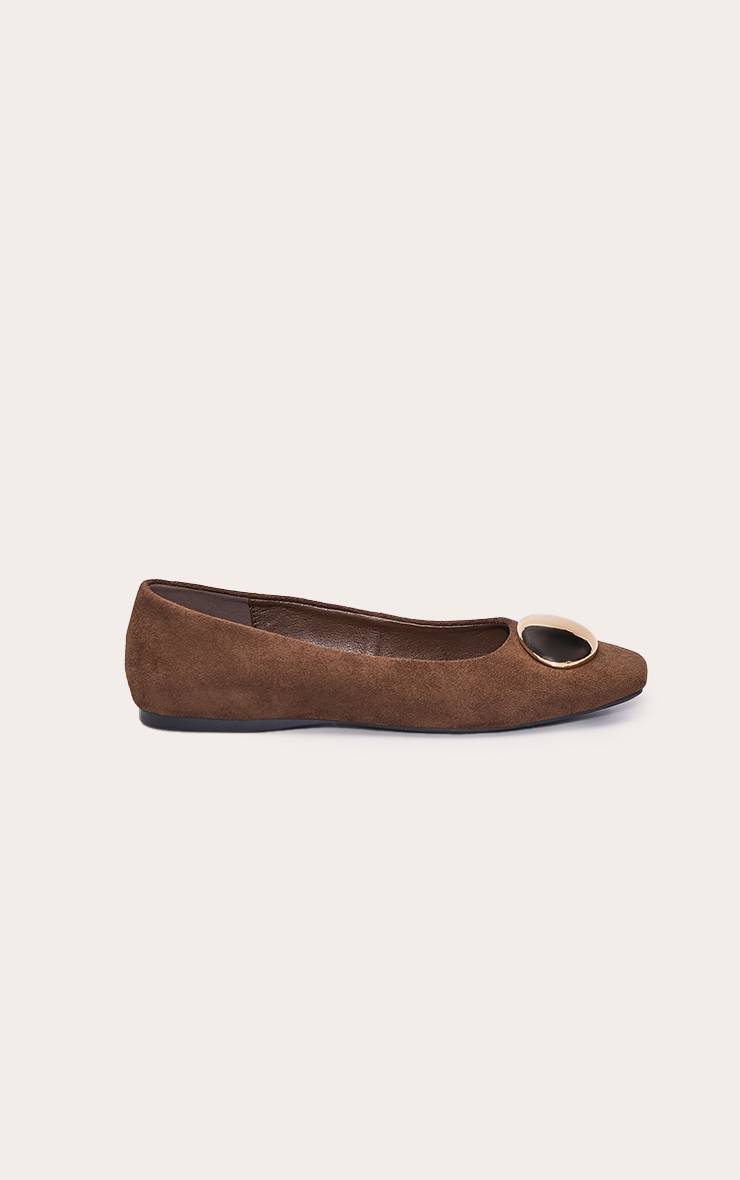 Chocolat Ballerine En Synthétique Avec Détails Dorés