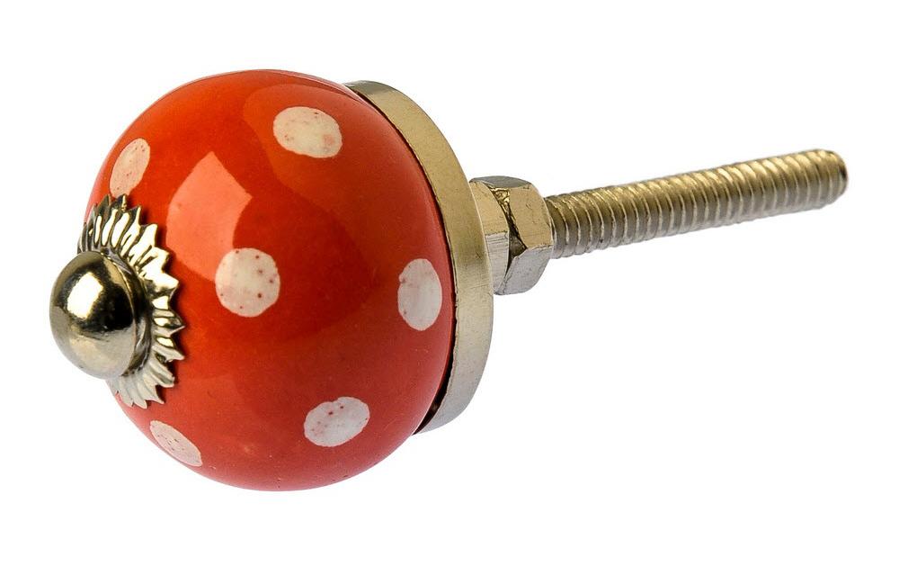 Möbelgriff handgemacht, Ø 2.7 cm, Rot/SilberMöbelknauf mit Muster