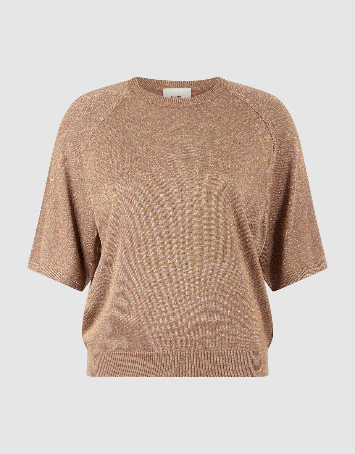 Short Sleeve Glitter Trui Bruin