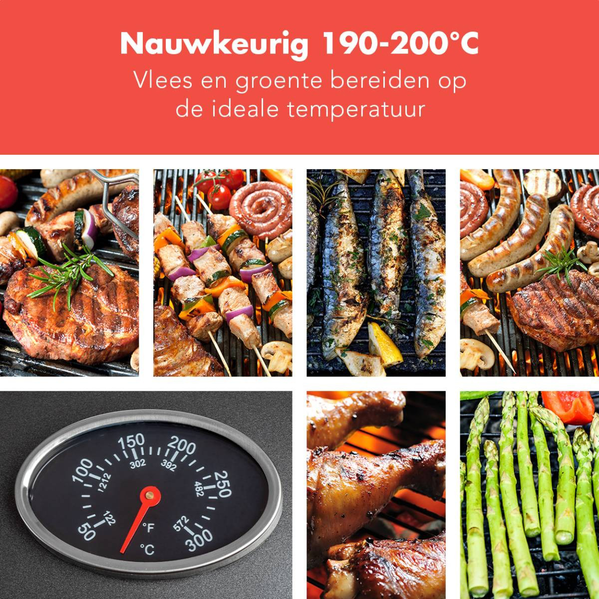 KitchenBrothers 2400 watt elektrische barbecue met wielen