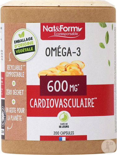 Nat&Form Oméga3 600mg Cardiovasculaire 200 Capsules