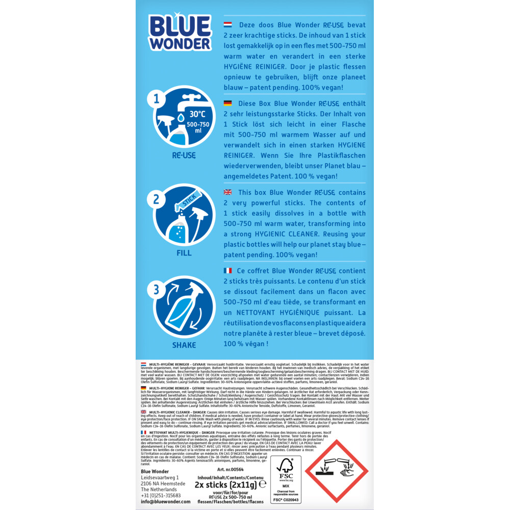 Blue Wonder Herbruikbare Sticks Multi-Hygiene2 stuks