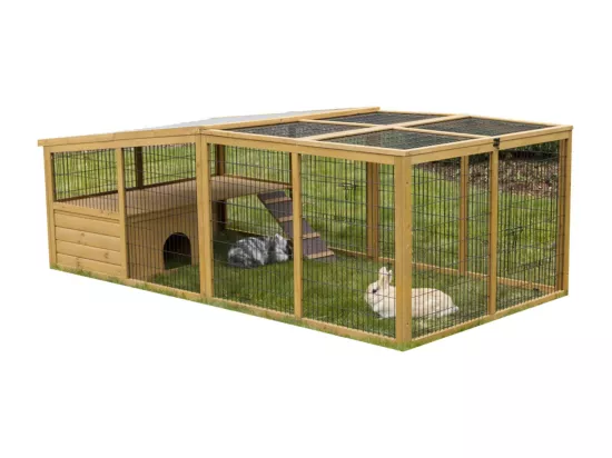 Enclos extérieur pour petits animaux avec dispositif anti-fugue
