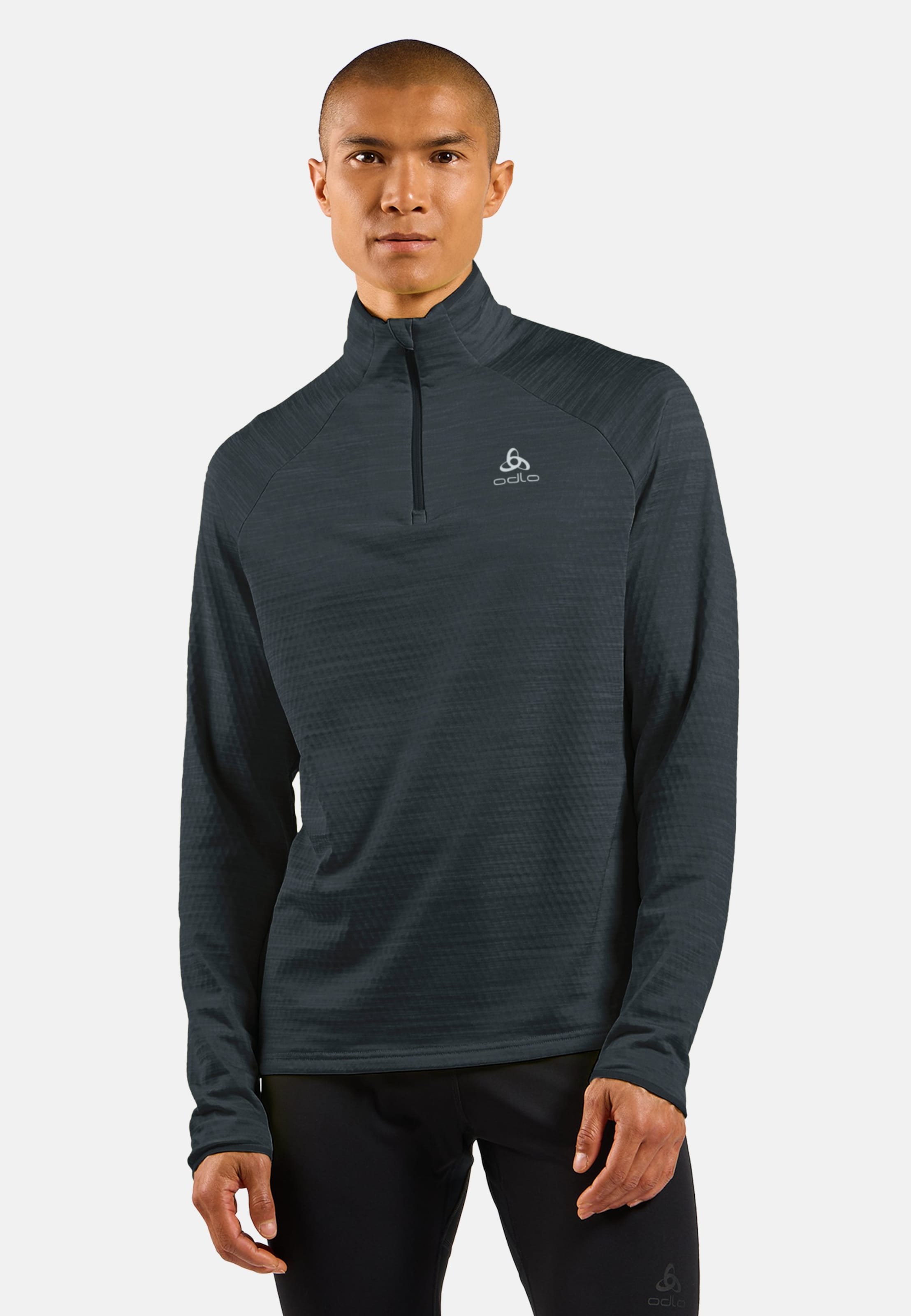 Herren Run Easy Mid Layer Oberteil in black melange