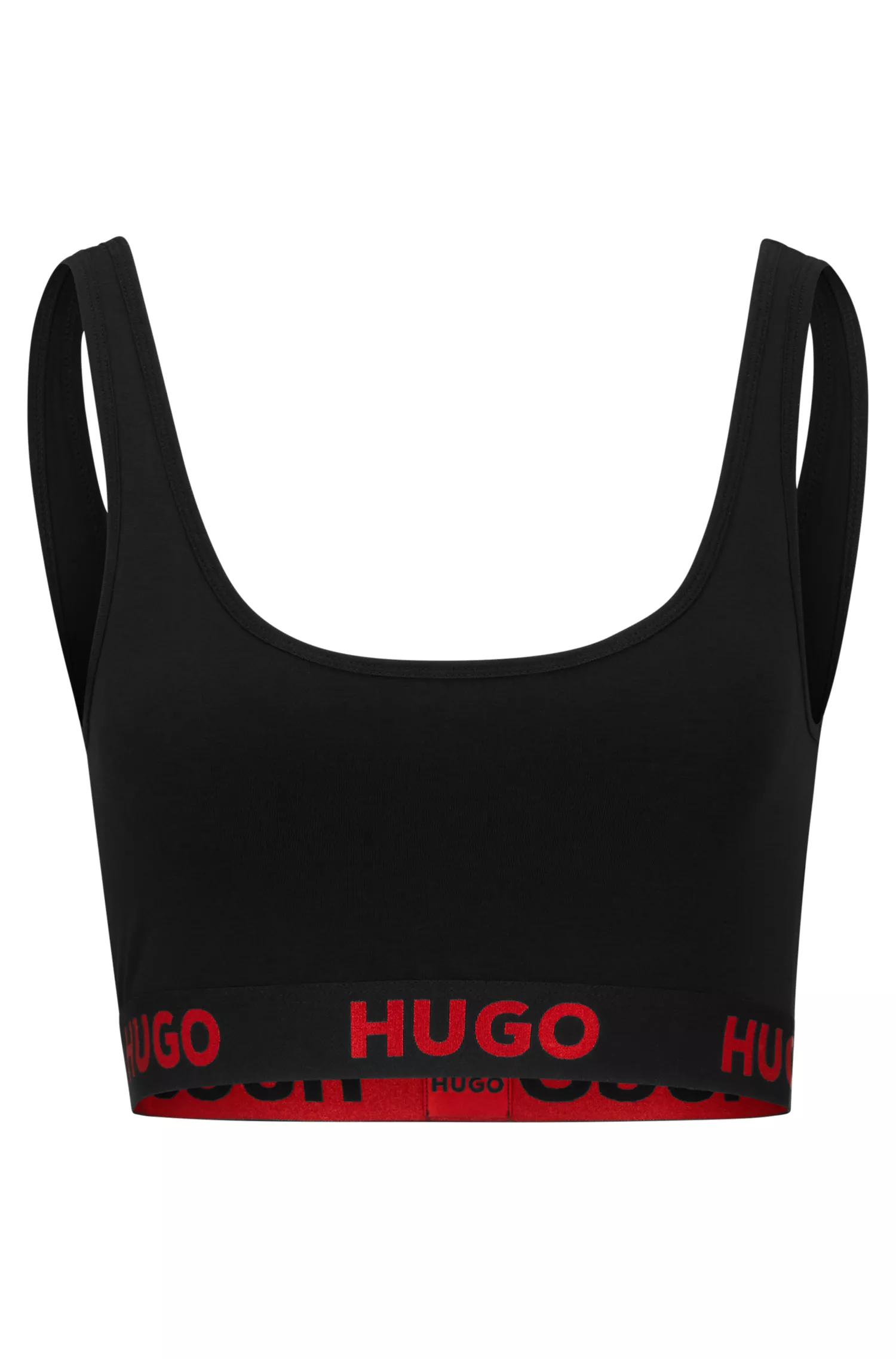 Sutiã sem aro HUGO vermelho em algodão elástico com faixa com o logotipo.
