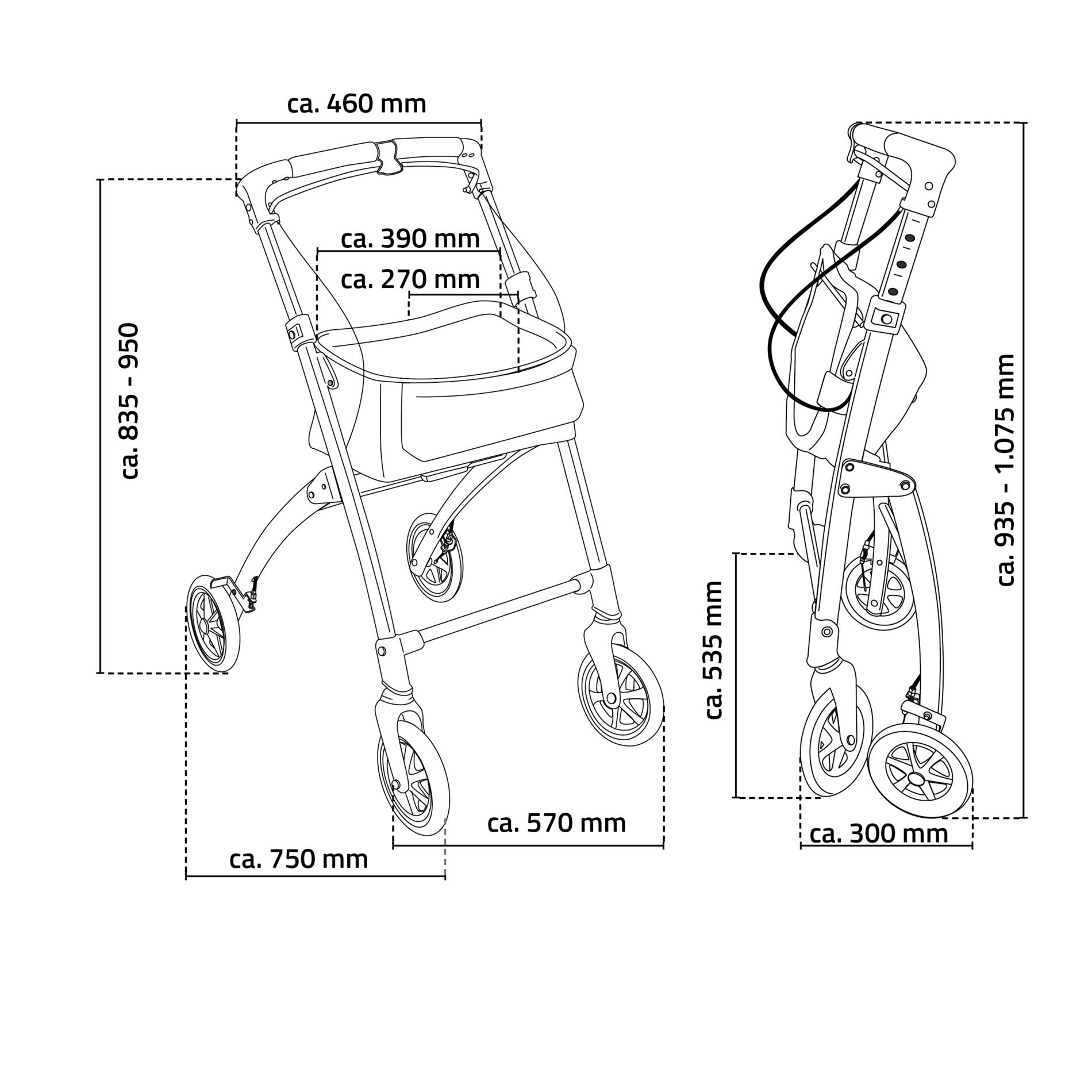 Indoor-Rollator / Wohnraumrollator Pit weiß