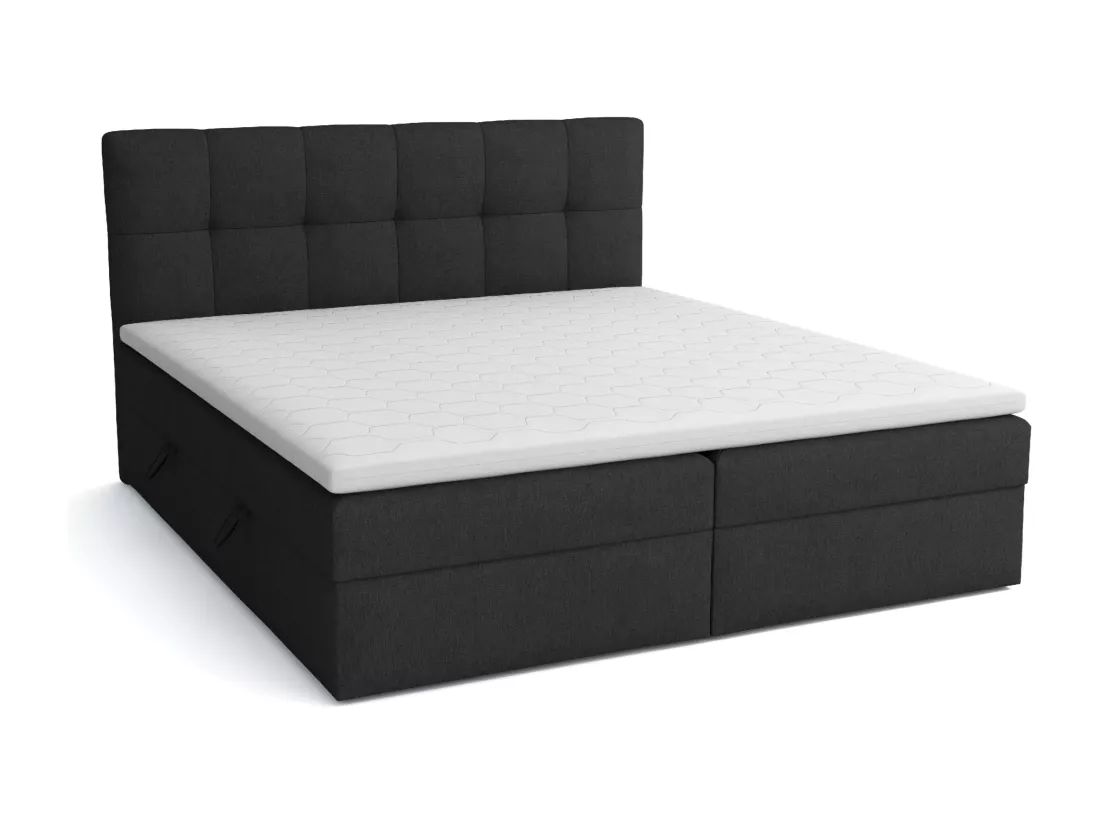 LIT BOX avec surmatelas Corino noir 140x200 cm