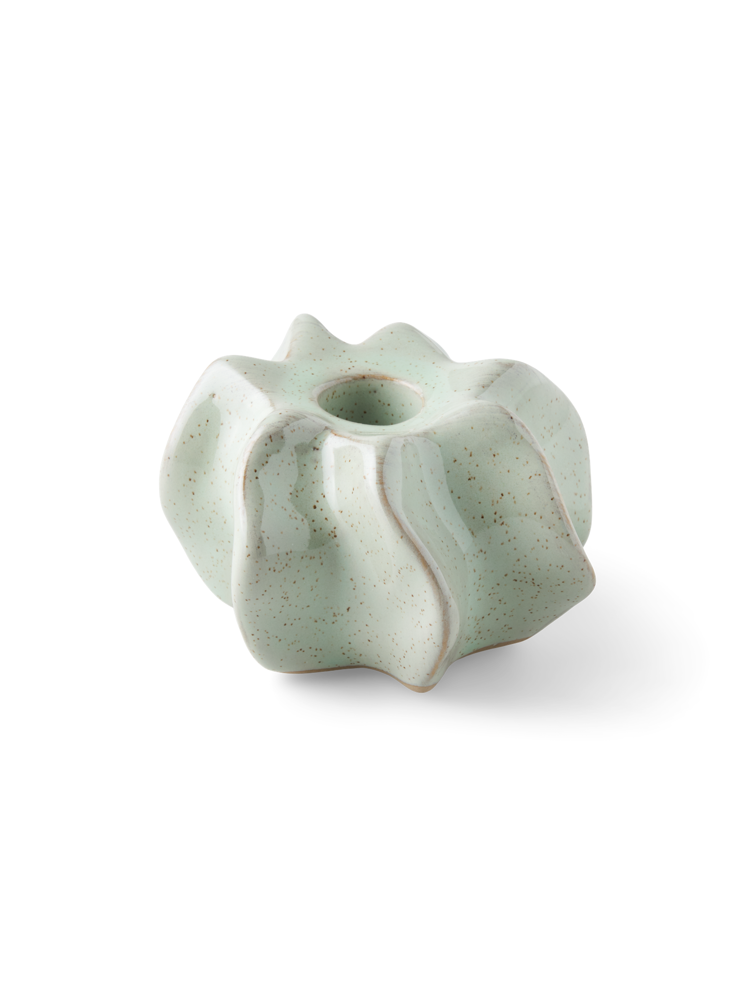 Lysestage | Keramik. 9,3 x 9,3 x 5,8 cm. | Sage Green