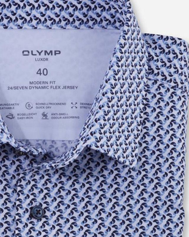 OLYMP - Luxor - Overhemd - Bleu - Modern Fit, Katoen met Elastaan, Easy Iron