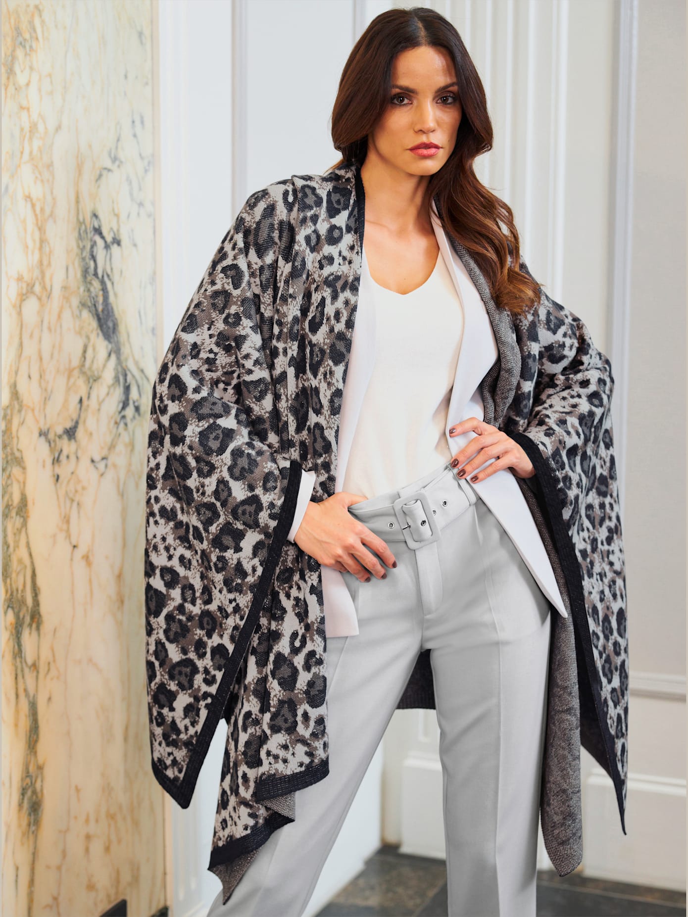 Cape en tricot tricot jacquard élégant