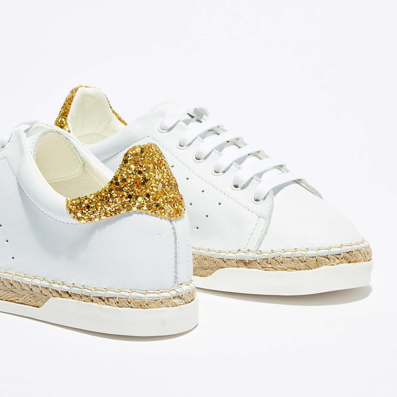 Canal Saint Martin Baskets espadrilles en Cuir Lancry Glitter blanc/doré