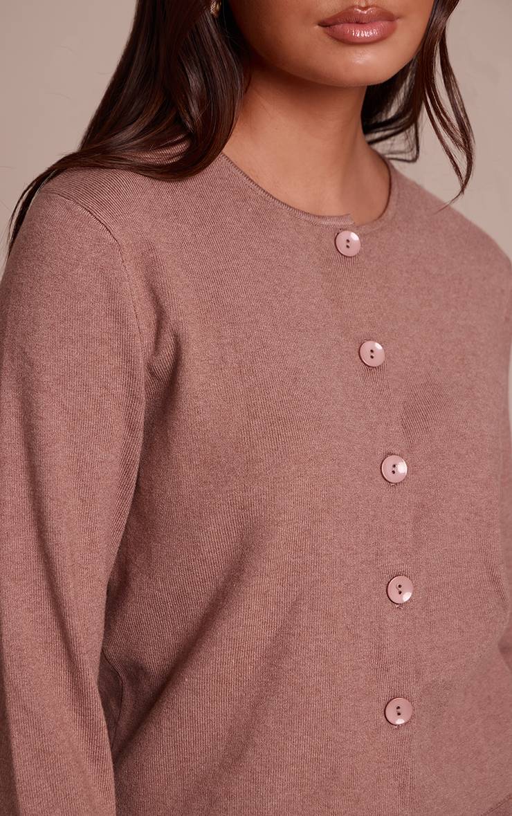 Moka Cardigan Sans Col En Maille Compacte