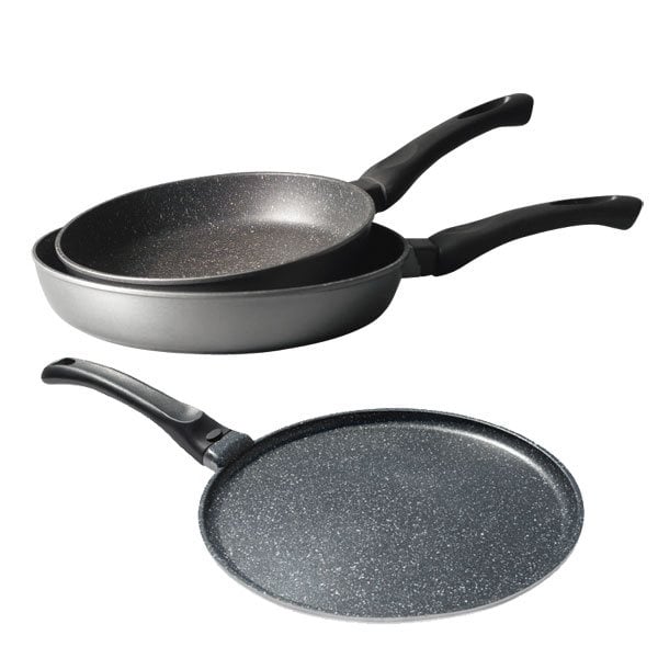 Lot 3 pièces - 2 poêles 24 et 28 cm et une Crêpière avec revêtement Du