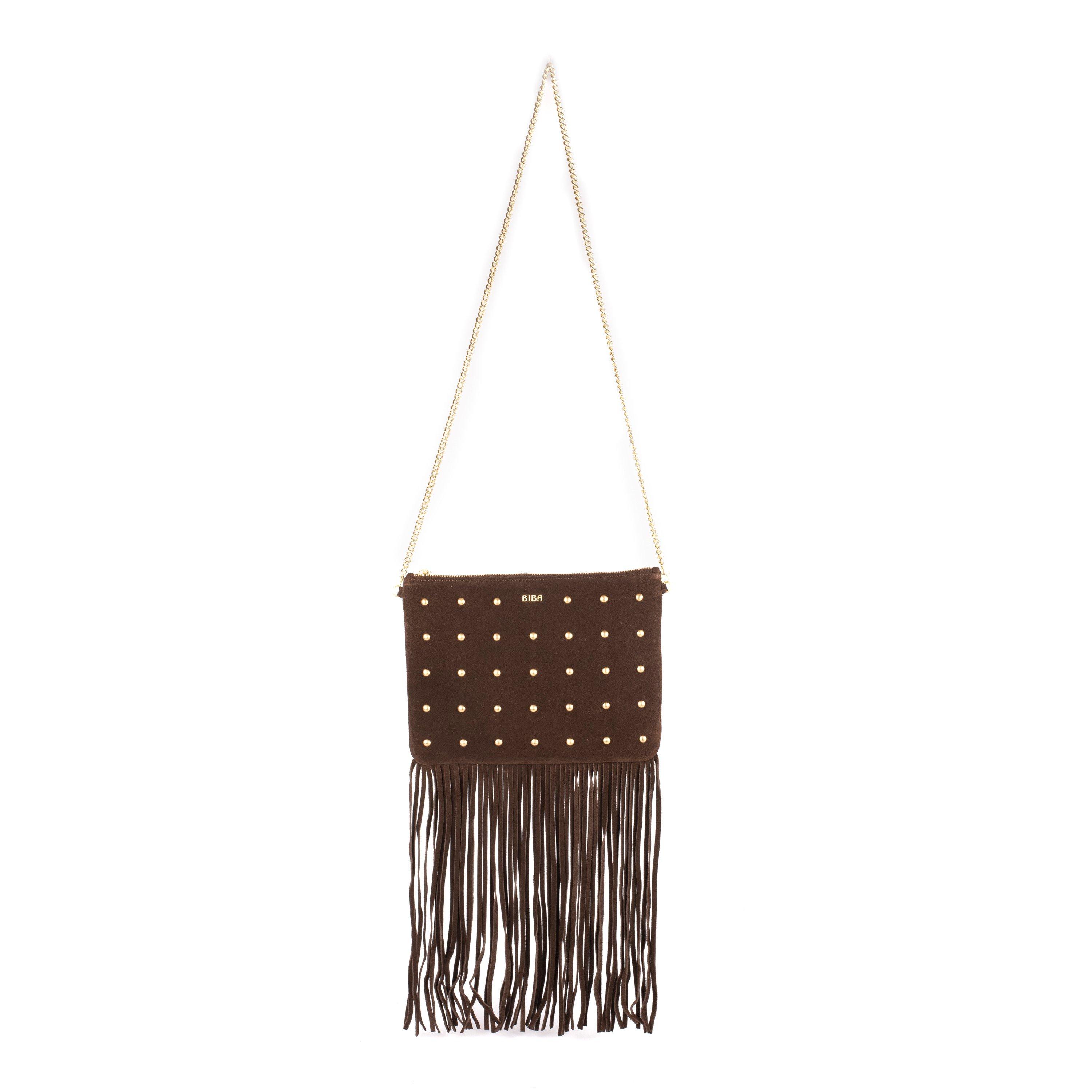 Biba Suede Fringe Studded Pouch