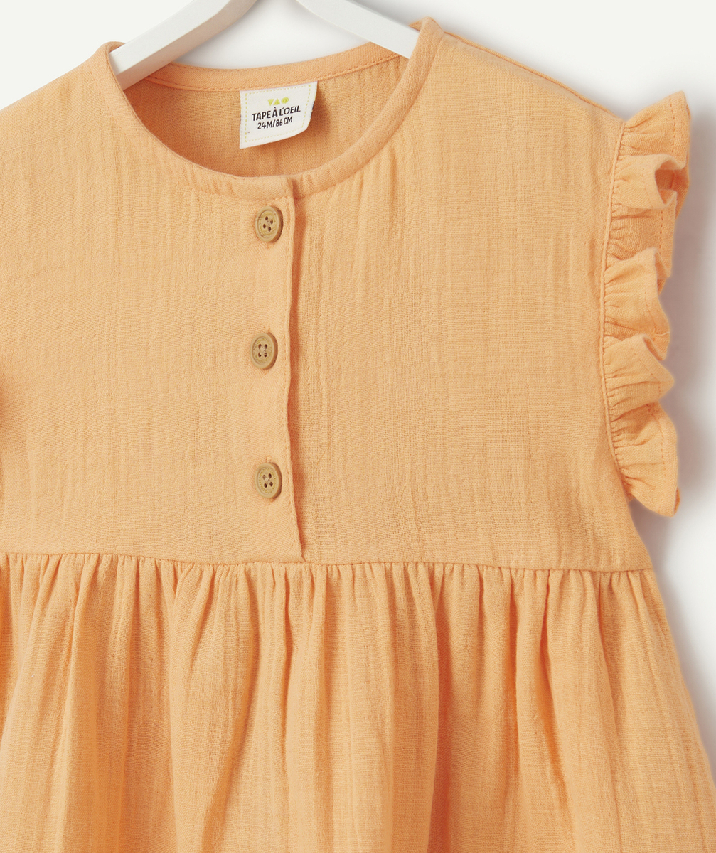 robe bébé fille en gaze de coton orange avec volants