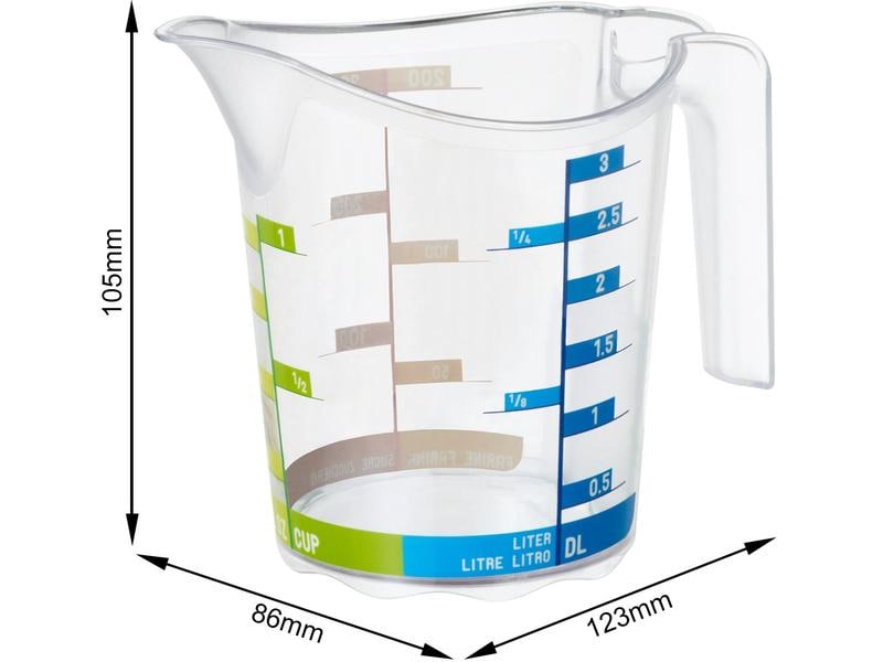 Rotho Messbecher Domino Dekor 3 dl, Transparent Mess-Becher