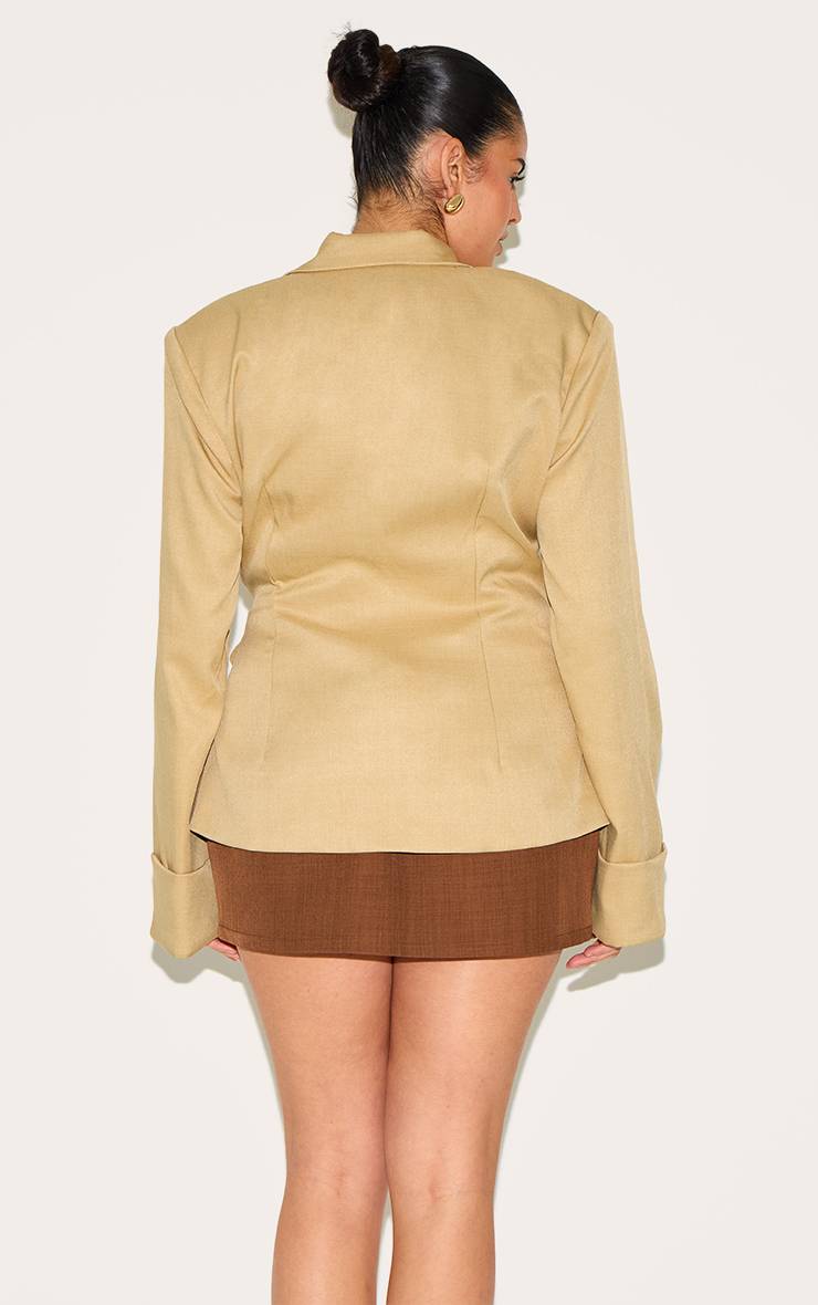 Taupe Blazer Grande Taille Ultra Oversize À Nouer Sur Le Côté