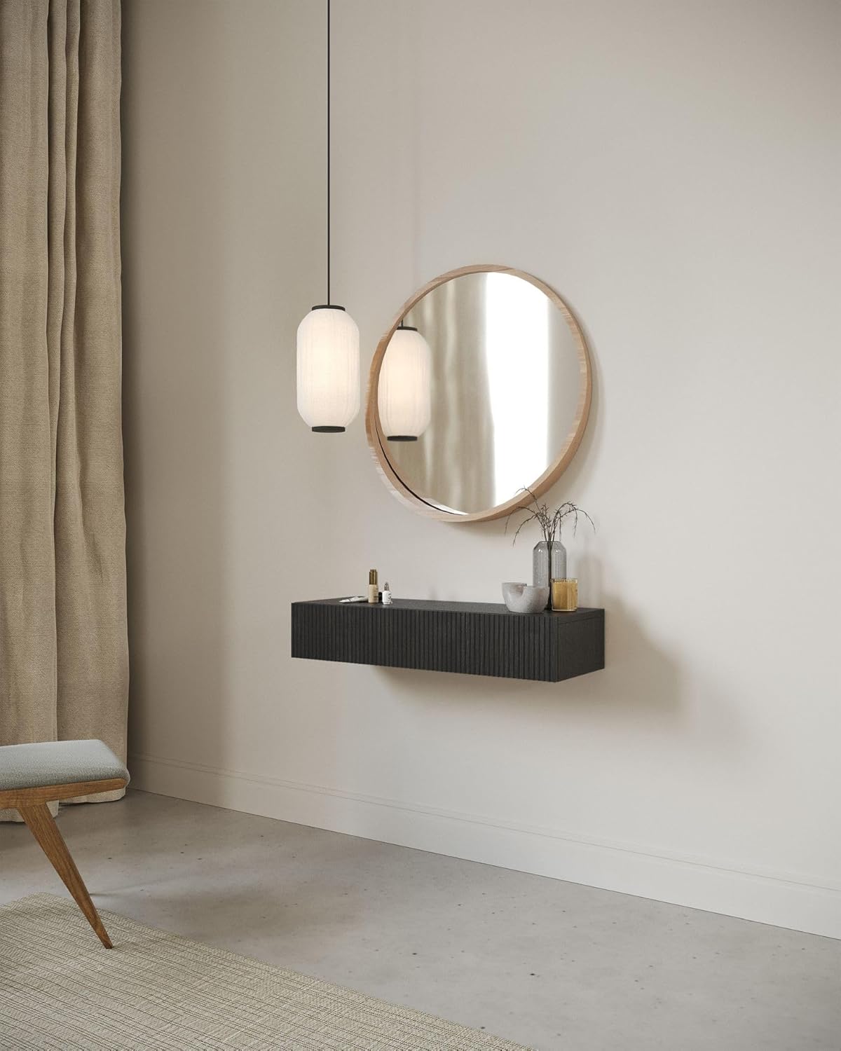 Selsey Konsolentisch Mit Schublade Beistelltisch 90 cm Eingangstisch Konsole Schminktisch Hängend Portland Schwarz Nolie