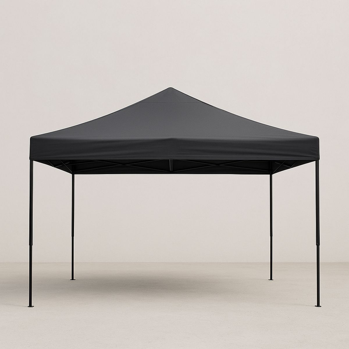 Schwarzes 3x3 m Faltzelt, Polyester, Stahlgestell
