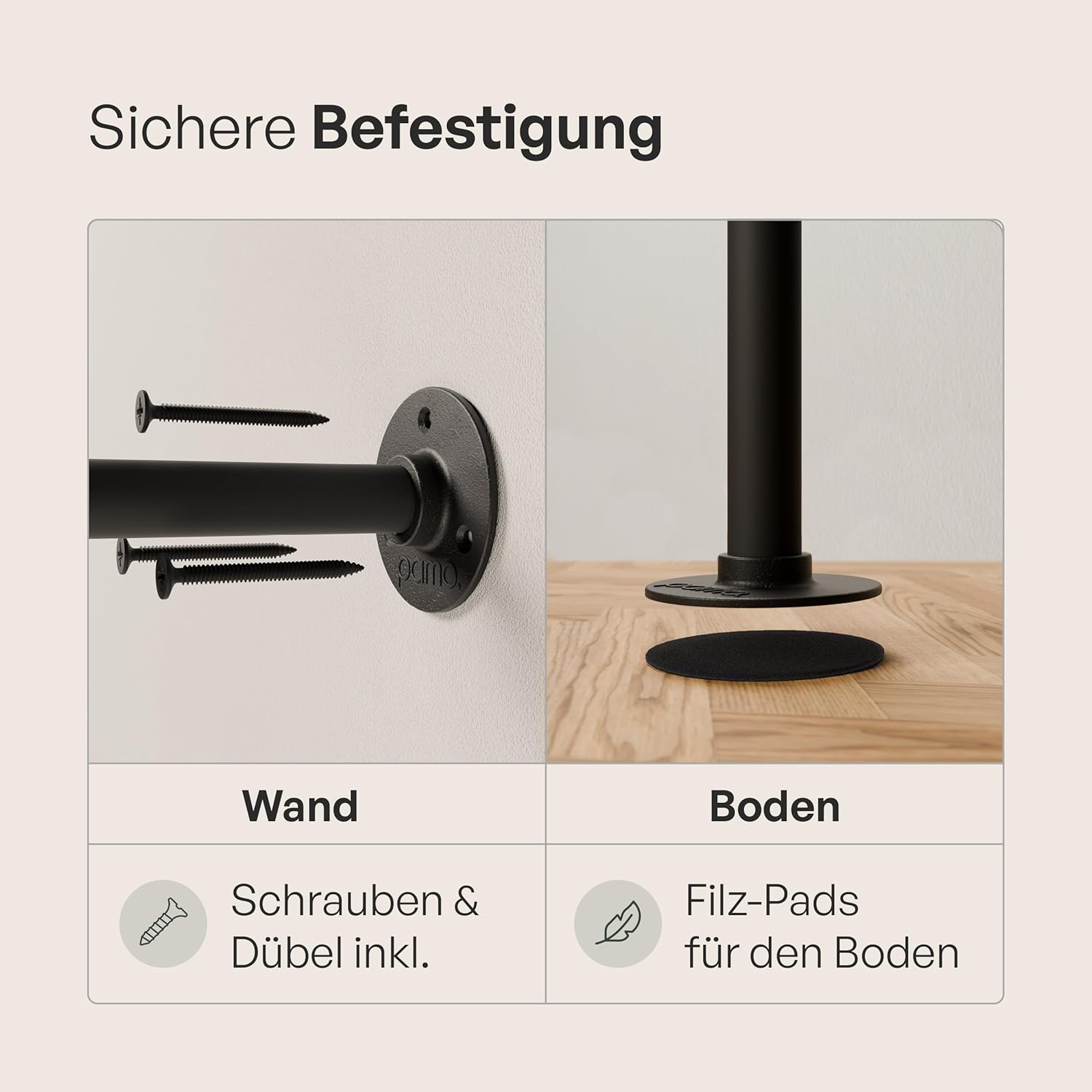 pamo Kleiderstange Wandmontage 296 x 222 cm - Begehbarer Kleiderschrank offen Kleiderständer industrial schwarz aus Metall Wasserrohren - 460 kg Traglast