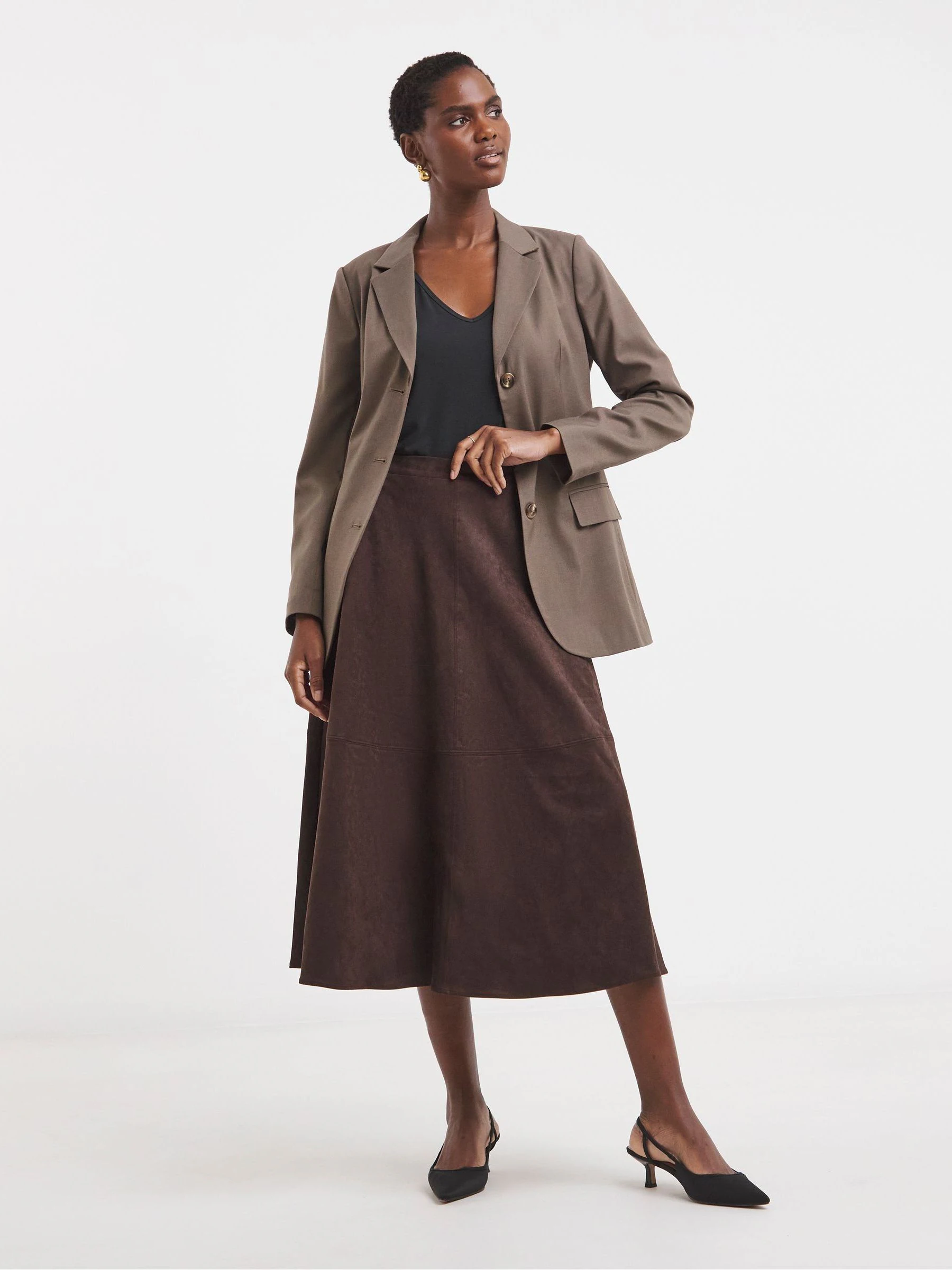JD Williams Suede Midi Circle Skirt