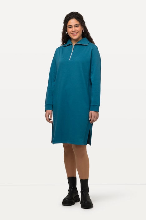 Sweatkleid, Troyerkragen, Reißverschluss, Langarm