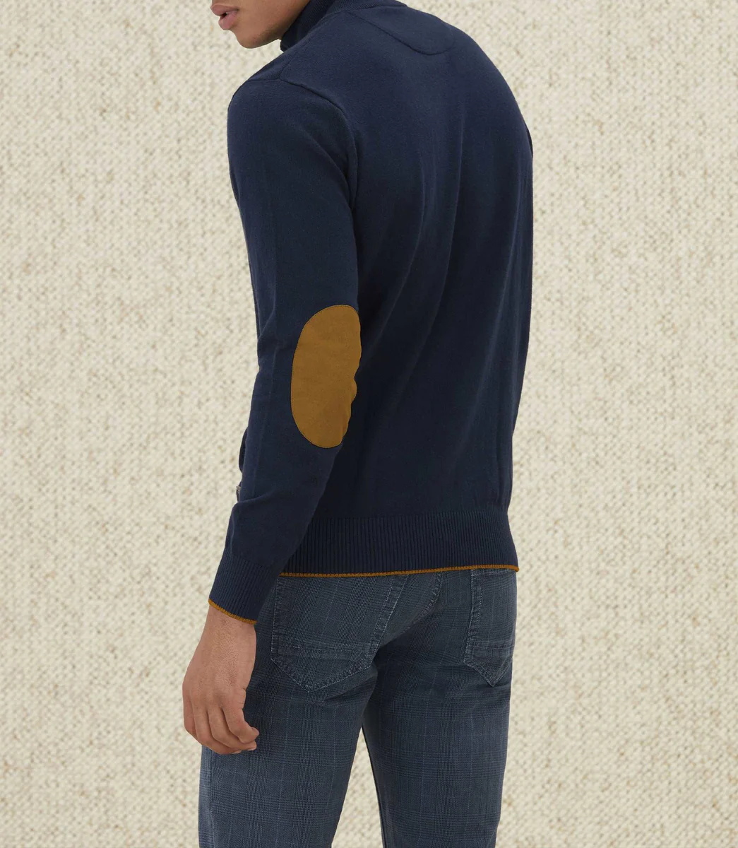 Pull col zippé marine 