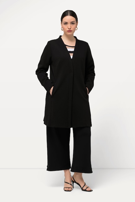 Jerseyjacke, V-Ausschnitt, Druckknopf, Langarm