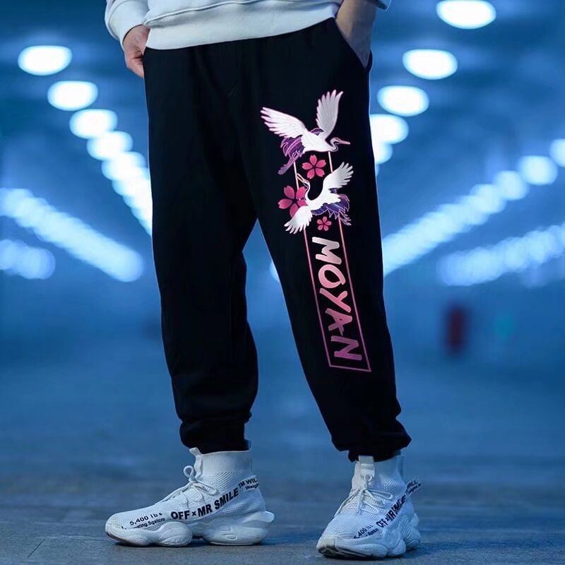 Cowpow - Trekkoord taille kraan letters print rechte pijpen joggingbroek