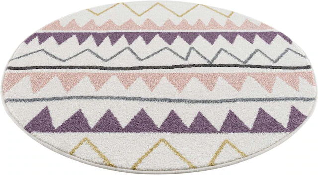 Carpet City Kinderteppich »Anime9382« rund 11 mm Höhe Spielteppich, Zickzack, Weicher Flor, Pflegeleicht, Kinderzimmer