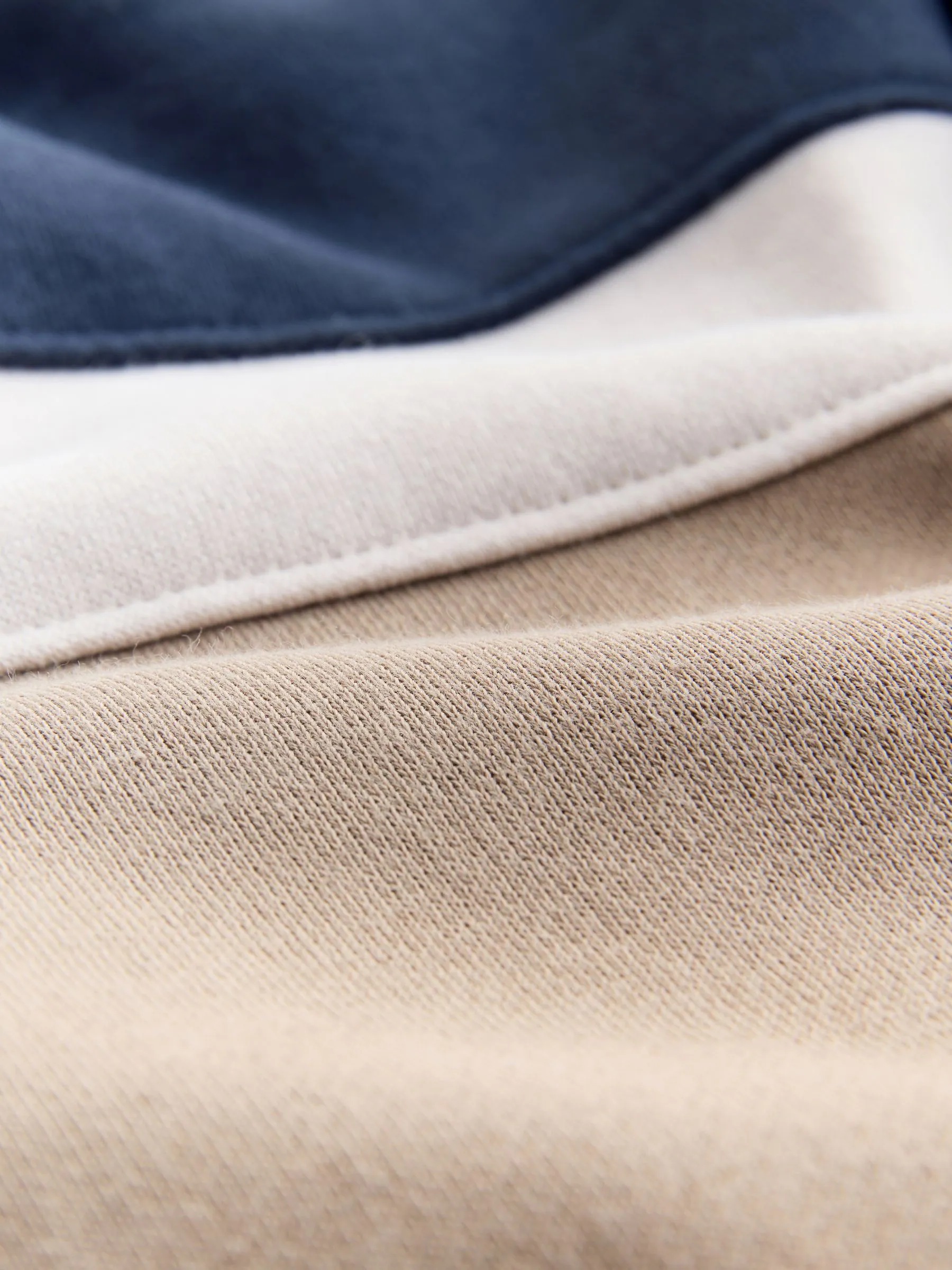 Blauw/ecru - Borg hoodie met fleecevoering en volledige ritssluiting
