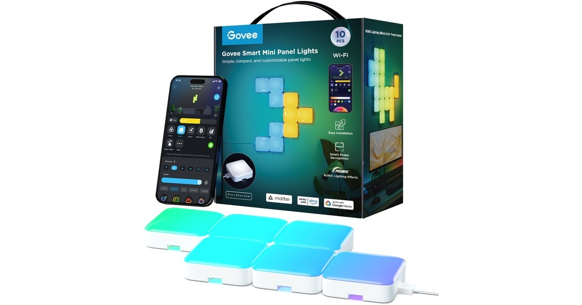 GoveeSmart Mini Panel Lights - 10-pack ledverlichting  (Wit, 2.4GHz wifi + Bluetooth)