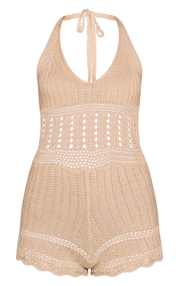 Taupe Combi-short Dos Nu En Crochet